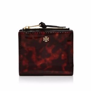 Tory Burch Robinson Tortoise Mini Zip Wallet